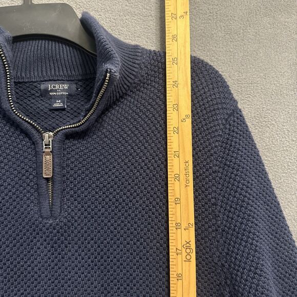 J. Crew Half Zip Pullover Sweater WOMENS Size M Navy Waffle Knit Preppy Academia - Picture 4 of 8